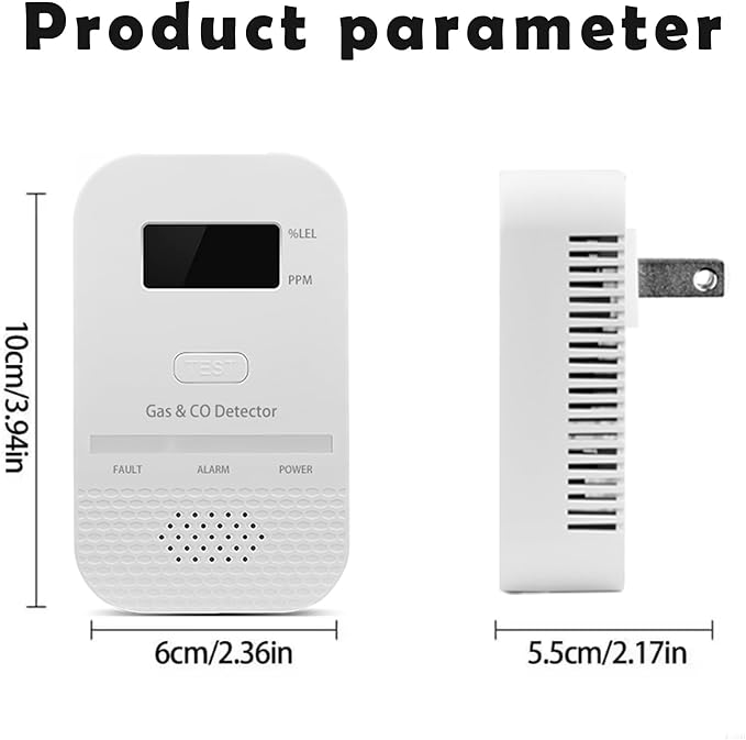 3PCS 2-in-1 Carbon Monoxide and Combustible Gas Detectors Combination, Plug in Co Leak Detector LNG LPG Monitor for Home Travel RV Essentials, Sound Alarm Over 85dB, 50-Feet Detection Range