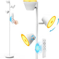 Pesken White 42W Tree Floor Lamp, Super Bright LED Standing Lamp with Remote, Modern Dimmable Floor Lamps,Individual Control, Rotable Head LED Lamp for Living Room Bedroom Office