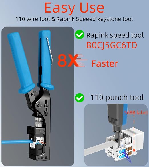 Rapink RJ45 Keystone Jack Cat6 10G Support, Cat6 Keystone Jacks UTP 50 Pack - Image 4