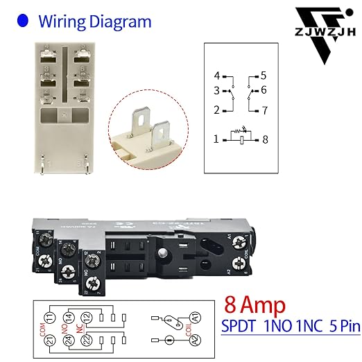 UL Listed 6 Pcs 8-Amp Electromagnetic Relay 24V DC Relay DPDT 2NO 2NC 8Pin Socket Base with Indicator Light Module and Test Button