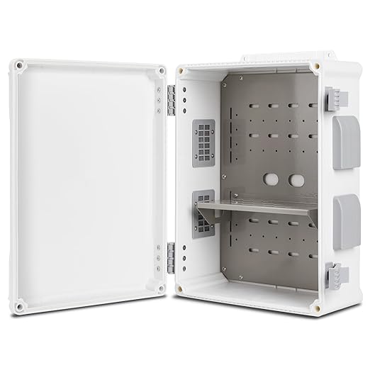 Namunanee Outdoor Electrical Junction Box, ABS Water Resistant Enclosure with Internal Mounting Panel & Hinged Cover (15" H x 11" L x 6" W)