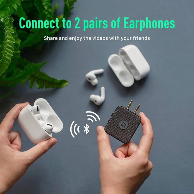 ADAM elements EVE II Bluetooth Transmitter + Receiver - Wireless Audio Adapter w/Foldable Dual 3.5 mm AUX Plug for Nintendo Switch, TV, Home/Car Stereo, Airline in-Flight Systems