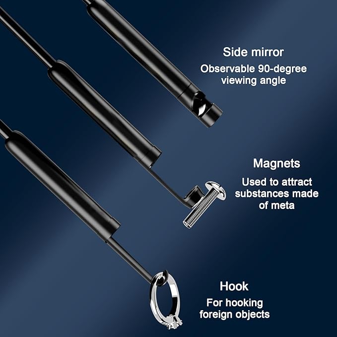 Borescope Inspection Camera with Light – 4.3" Display, 16FT Semi-Rigid Cable, IP67 Waterproof Endoscope for Pipe, Engine & HVAC