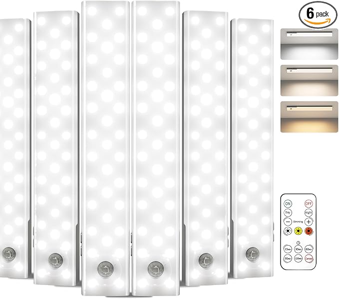 EZVALO 6-Pack Under Cabinet Lighting, 2000mAh Rechargeable Wireless Motion by EZVALO