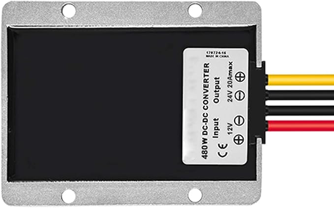 QJFCare DC/DC 12V to 24V Boost Converter 20A 480W Step Up Voltage Regulator Module Car Power Supply Voltage Transformer, Power Adapter Voltage Booster, for Golf Cart Car Truck Vehicle Boat Aluminum