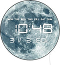 Timethink 12'' Full Moon Digital Wall Clock with LED Display, Lunar Moonlight LED Electric Wall Clock Calendar & Temperature, Automatic Dimming, 12/24hr Format, Wall & Desk Use for Bedroom Living Room