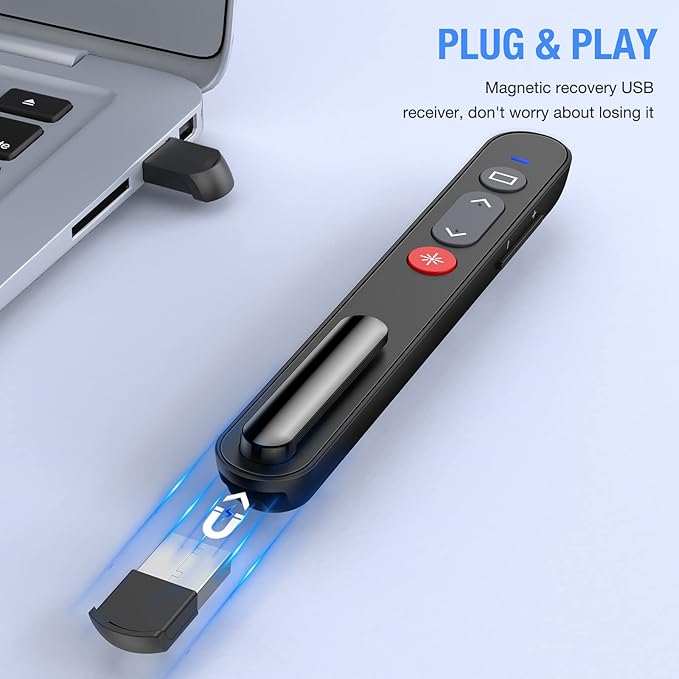 NinjajoyOX Presentation Clicker, Wireless Presenter Clicker with AAA Battery for PowerPoint Slide with Hyperlink & Volume Control, Presentation Remote for Mac/Computer/Laptop, Google Slide/PPT/Keynote