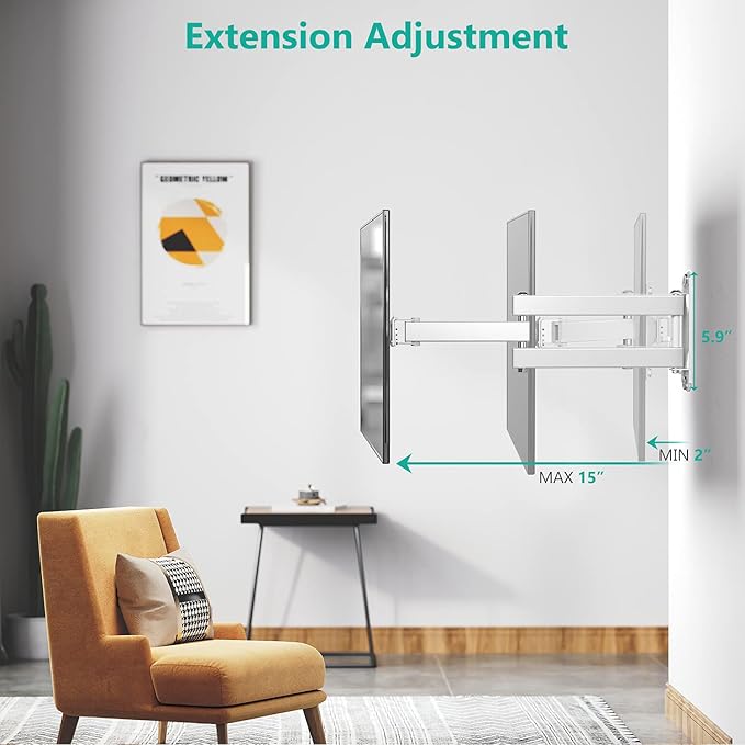 WALI TV Wall Mount Articulating LCD Monitor Full Motion Extension Arm Tilt Swivel for Most 13 to 32 inch LED TV Flat Panel Screen with Mounting Holes up to 100x100mm, 2 Packs (1330LM-2W), White