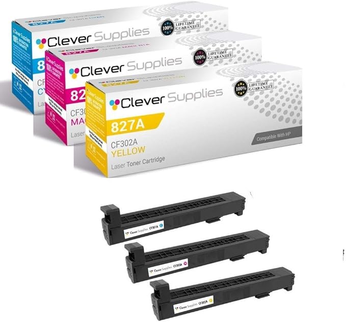 CS Replacement Toner Cartridge Compatible with HP 827A CF301A Cyan CF303A Magenta CF302A Yellow Color M880 M880z M880z+ M880z+ NFC 3 Color Set