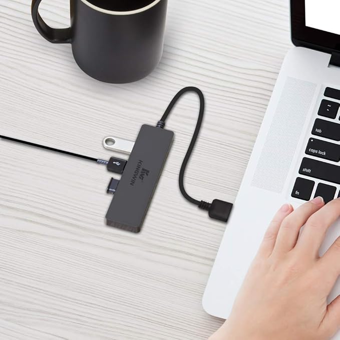 Kingwin USB Hub 4 Port USB 3.0 Data Hub for Mobile SSD, MacBook, Mac Pro/ Mini, iMac, Chromebook, Surface Pro, USB Flash Drives, Notebook PC, XPS, and More [Ultra Slim]