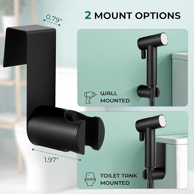 Handheld Bidet Sprayer for Toilet, Adjustable Water Pressure Control Rotary Switch with Bidet Hose, Exclusive Single Nozzle High Pressure Mode for Cleaning Stubborn Stains, Matte Black