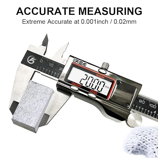 KETOTEK Digital Caliper Measuring Tool, IP54 Waterproof Stainless Steel Electronic Vernier Caliper 6 Inch/150mm Digital Micrometer with Large LCD Screen
