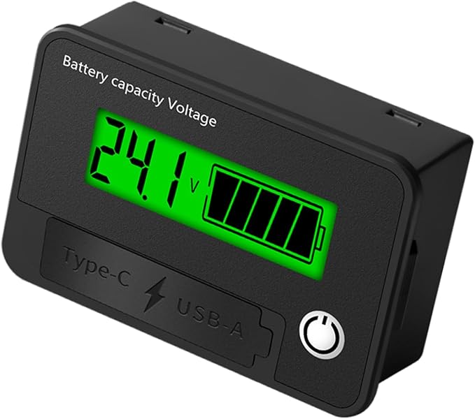 MOAIYU DC8-30V Electricity Meter Digital LCD Display Car Battery Charging Levels Indicators Leads Acid Lithium Voltmeter