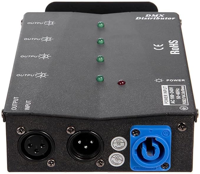 MFL. 4-Way Isolated DMX Splitter Amplifier Distributor with 3-Pin Outputs