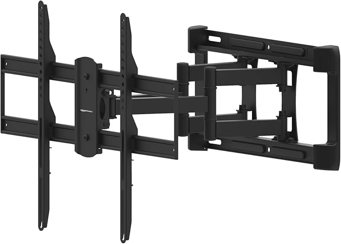 Amazon Basics Heavy Duty Dual Arm, Full Motion Articulating TV Mount for 37" to 80" TVs up to 132 lbs, Fits LED LCD OLED Flat Curved Screens, Black