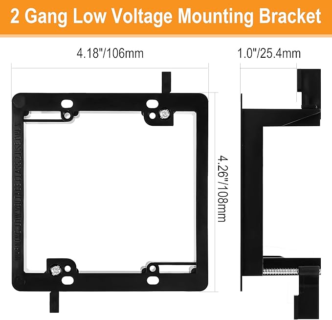 Kebulldola 2 Gang Wall Plate with Low Voltage Mounting Bracket, 2 Pair, Silicone Pass Through in Wall Hider, Cable Management Kit for HDMI Cables, Ethernet Cables, HDTV Home Theater System