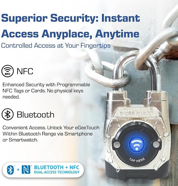 5th GEN Outdoor Smart Padlock – Keyless Bluetooth & NFC Lock, Durable - Image 2
