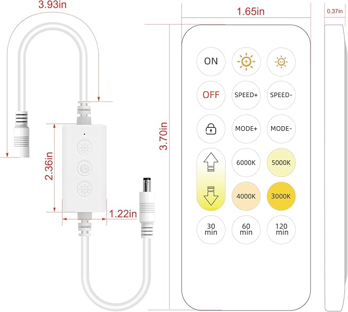 Pandery CCT LED Controller Kit,iOS/Andriod App Control 2.4G RF Wireless Remote Control,CCT LED Controller/Dimmer,for 2PIN CCT LED Strip Light,with Timing Function,Music Mode,Group Control