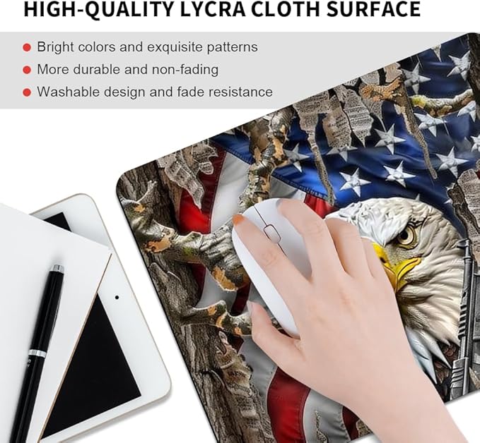American Flag Eagle rip Oak camo Square Mouse pad, Texture, Waterproof, Anti Slip Rubber Base, Computer Mouse pad, Laptop Mouse pad