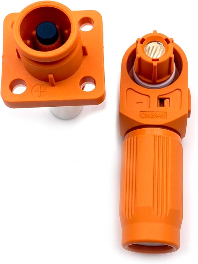 1 Set Battery Energy Storage Connector, 250A High Current Connectors Quick Plug Terminal Orange Right Angle Plug and Socket IP67 Waterproof Power Adapter Crimping 70mm² Wiring (1500V)