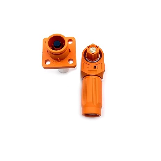 70A Battery Energy Storage Connector, 10mm² High Current Connectors IP67 Waterproof Crimping Wiring Power Adapter Quick Plug Terminal Right Angle Plug and Socket (1000V Black+Orange)