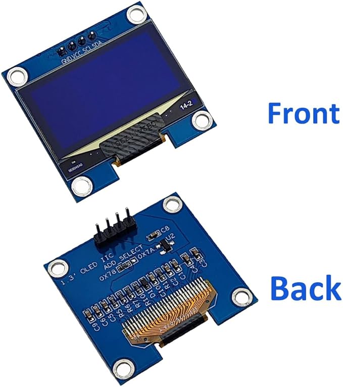 Haldzemo 1.3 inch OLED Display Module I2C IIC 128x64 LCD Screen S H1106 12864 Compatible Arduino (2 Pack, Blue)