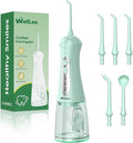 WellLeo Water Flosser for Teeth, Portable Oral Irrigator Rechargeable Water Dental Flosser Pick with High Pressure 5 Jet Tips, IPX7 Travel Water Flossing for Brace Teeth Cleaner Gum Care