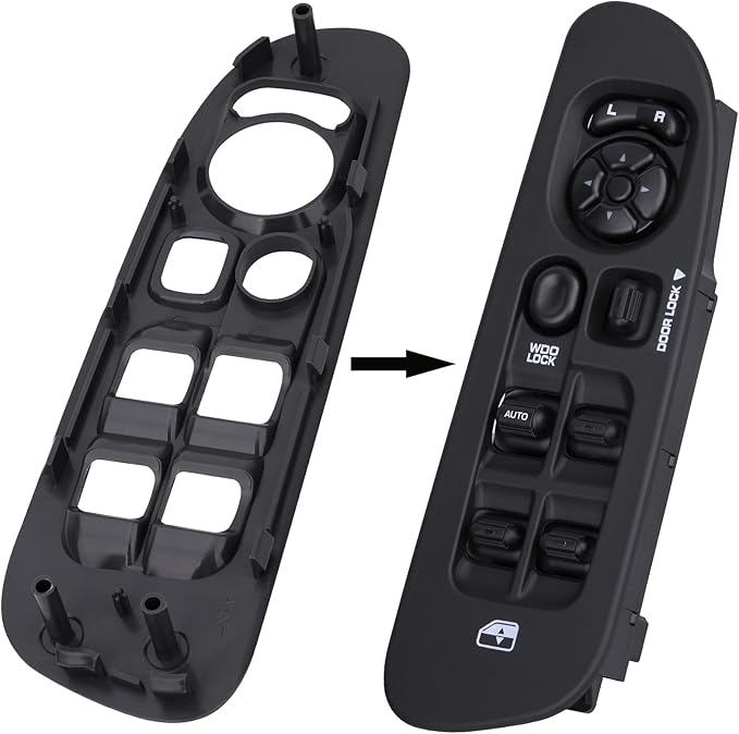 Obaee Driver & Passenger Door Window Control Switch Panel Bezel Compatible with 2002-2009 Dodge Ram 1500 2500 3500 Front Right & Left Window Button Border Trim, Black