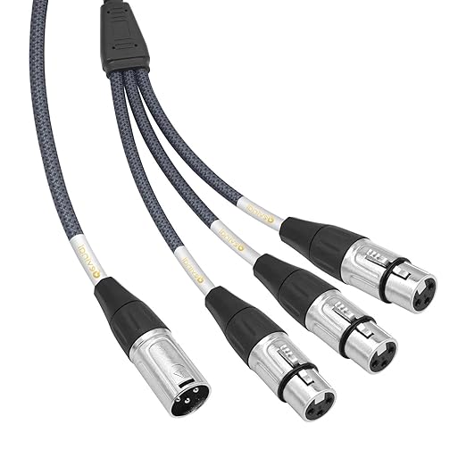 XLR Splitter Cable, Devianl XLR y Splitter 3 Female to 1 Male, Balanced Dual Female to Male Microphone Cord Adapter Combiner, 6 FT
