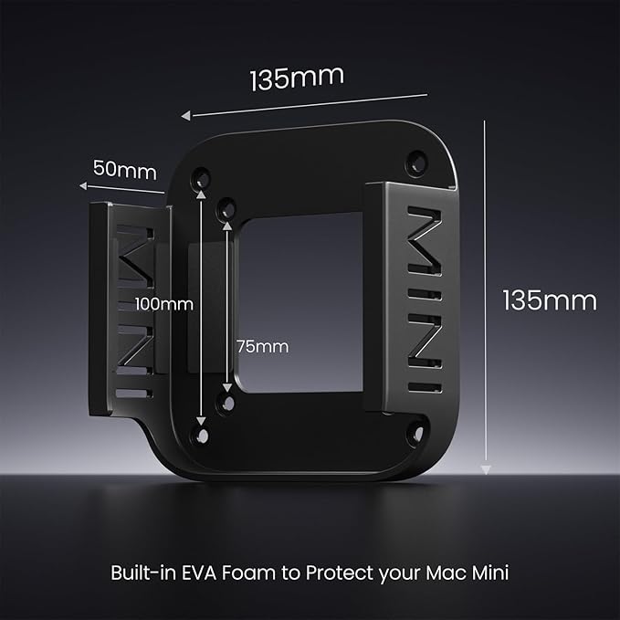 Fasgear Mac mini 2024 Under Desk Mount - VESA Mount 75x75mm 100x100mm, Wall Mounting Bracket, Durable ABS Mac mini M4/M4 Pro Accessories