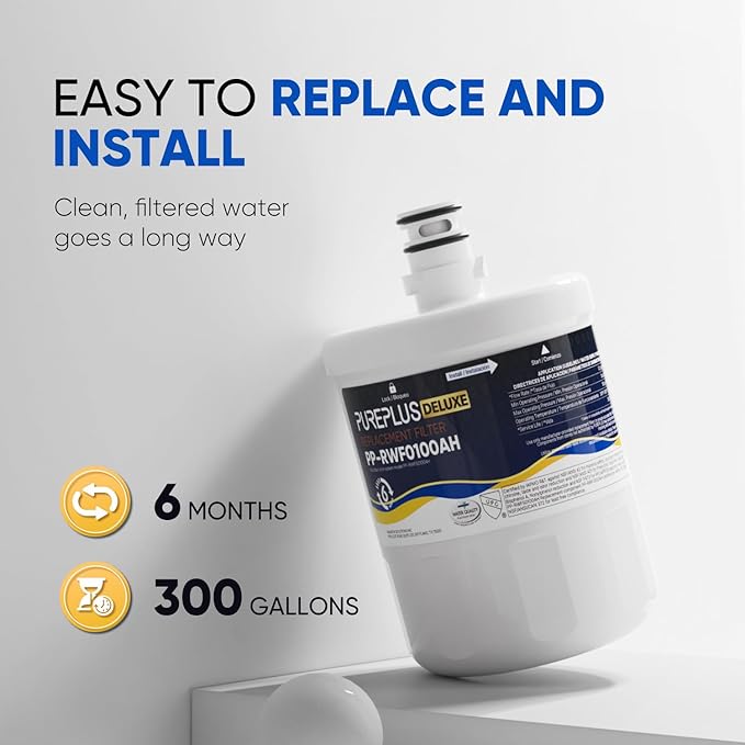 PUREPLUS NSF/ANSI 401, 53, 42 & NSF P473 Certified Replacement for LG LT500P, ADQ72910901, GEN11042FR-08, Kenmore 9890, 469890, HDX FML-1, ADQ72910907 Refrigerator Water Filter, 3Pack