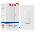 AIDA Single Pole Motion Sensor Light Switch w/Neutral Wire - 120° PIR Infrared Activation - CFL/LED/MLV/INC/HAL/Fan Compatible - UL Certified - 1 Pack,Matte White