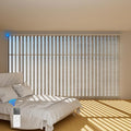 Blindify Motorized Vertical Blinds, Light Filtering Sliding Door Shades Vertical Shades Remote Control Customize, Jacquard Beige