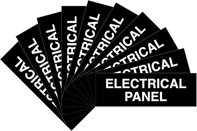 All Quality Basic Electrical Panel Sign - Fire Regulation Safety Compliance Sign - Black - Medium (10 Pack)