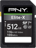 PNY 512GB Elite-X Class 10 U3 V30 SDXC Flash Memory Card by PNY
