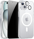 for iPhone 15 Case Clear with Privacy Screen Protector and Full Camera by ZOZDOKG