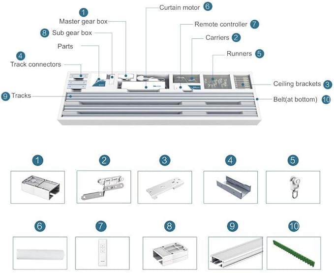 OlideSmart DIY WiFi Smart Automatic Curtain Motor Track System, Automatic Curtain Motor, Blinds Tracks, Length can be Customized (White, 5.2m)
