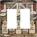 Bvtewkhz Rustic Daisy Barn Door Flowers 2 Gang Double Rocker Decorative Light Switch Covers Electrical Faceplate Switch Plates for Bathroom Kitchen Home