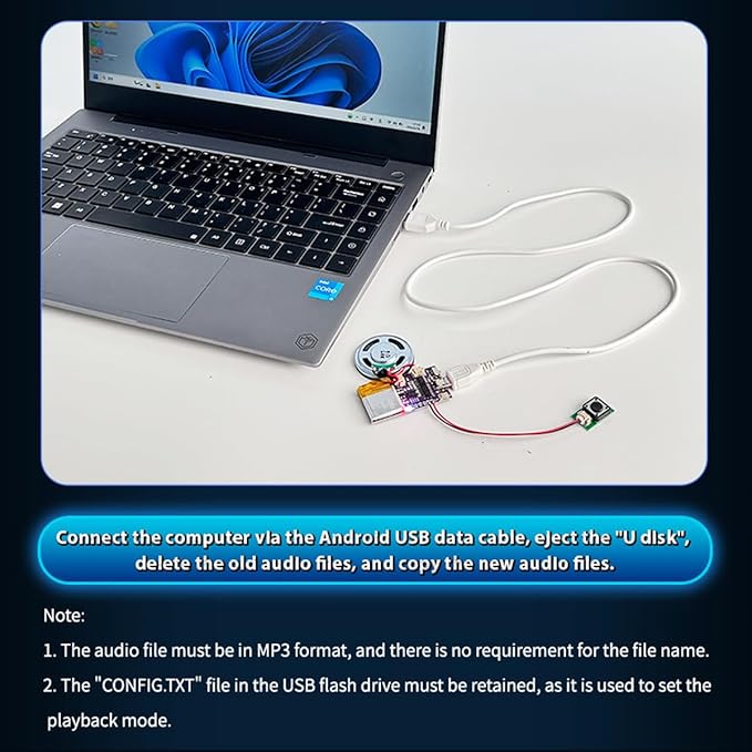 Voice Module,MP3 Music Sound Chips, 16MB Sound Module for Crafts, Christmas, New Year Greeting Cards, Box with Speaker Lithium Battery Powered and USB Cable. (JR-JX7004-Push Button - 2P)