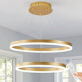 Modern LED Chandelier Gold 2-Rings Pendant Light Circular Flush Mount Ceiling by Sparklelf