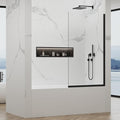 35" W x 60" H Bathtub Fixed Glass Panel, 3/8" (10mm) Tempered Glass with Dual Nano Coating, Frameless Shower Door, Bath Tub Shower Screen, Matte Black