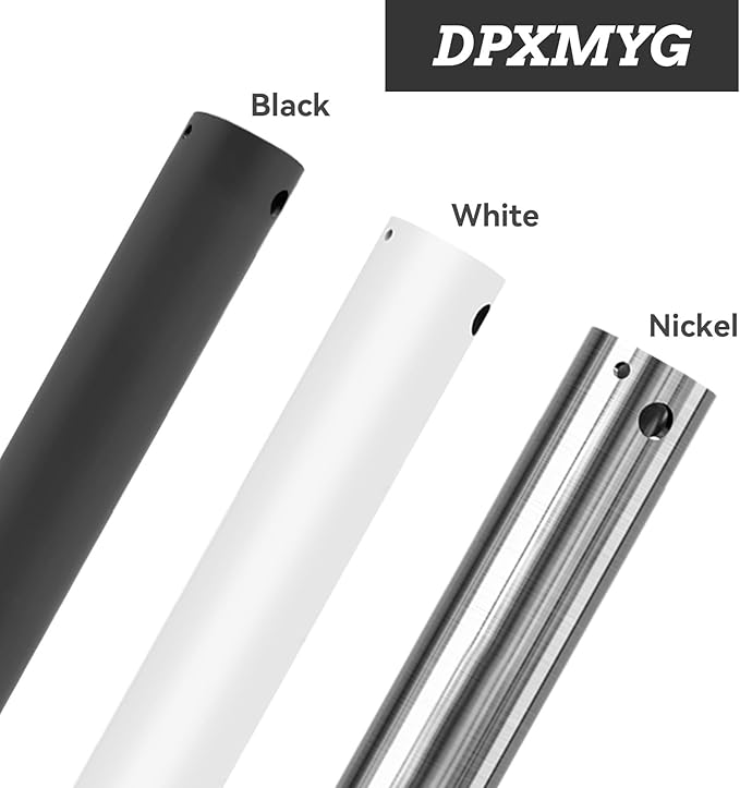 DPXMYG 60 inch Ceiling Fan Downrod with Extension Cord, 5 FT Brushed Nickel Downrod for Ceiling Fan, 1 inch Outside Diameter, Ceiling Fan Boom Suitable for a Wide Range of Fans (Nickel, Not Threaded)