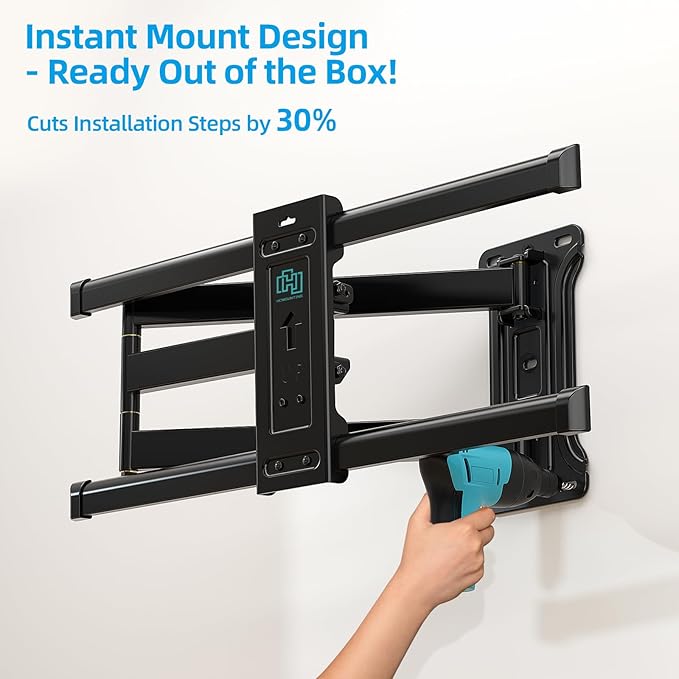 HCMOUNTING Pre-Assembled Corner TV Wall Mount for 32-80" TVs, Full Motion with Smooth Gliding Extension, 30" Long Arm, Single Stud Installation Holds 100lbs, Max VESA 600x400mm
