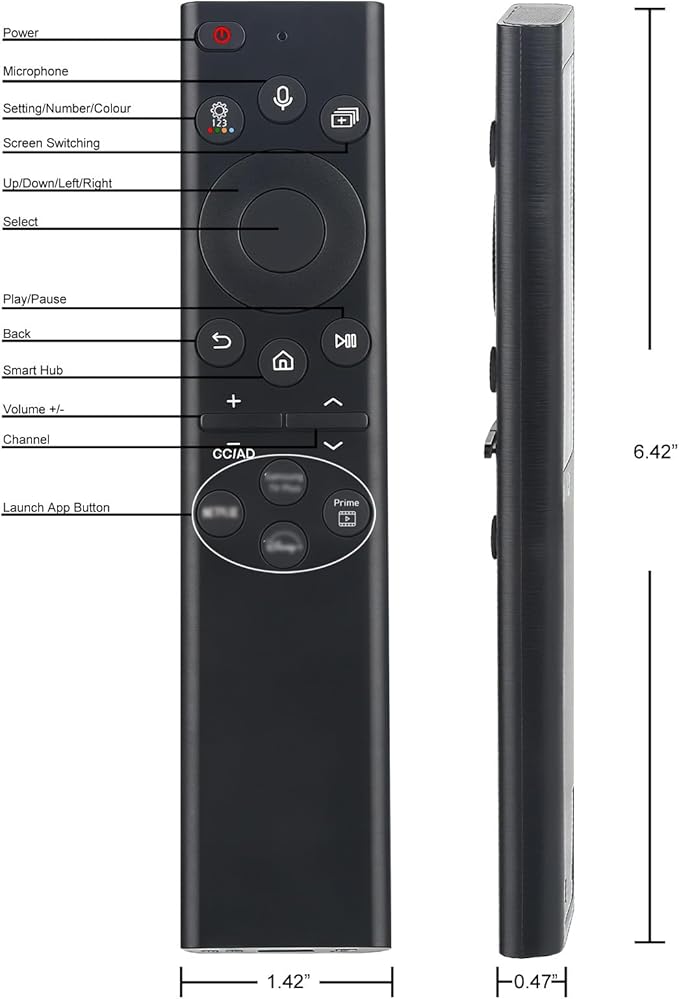 Replacement for Samsung TV Remote Solar Charger, Rechargeable Battery Solarcell Remote for Smart TV, Compatible with BN59-01385A BN59-01432A with Voice, for Neo, Sero, QLED, OLED, Frame, UHD Smart TV