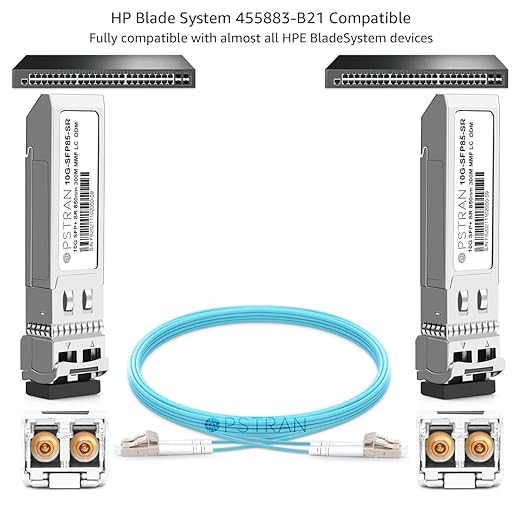 OPSTRAN 10GBASE-SR SFP+ Optical Transceiver Module Compatible with HPE BladeSystem 455883-B21 850nm 300m DDM Duplex LC MMF
