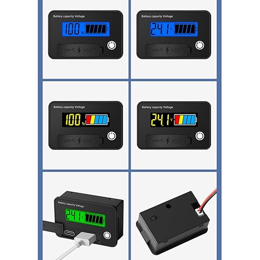 12V 24V Battery Capacity Indicators DC8-30V Leads Acid Lithium Voltages Tester Charging Levels Indicators Battery Capacity