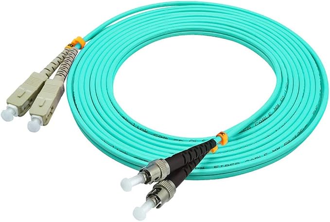 Jeirdus 3Meters 10ft SC to ST Duplex 50/125 10G OM3 Multi-Mode Fiber Optic Cable Jumper Optical Patch Cord SC-ST