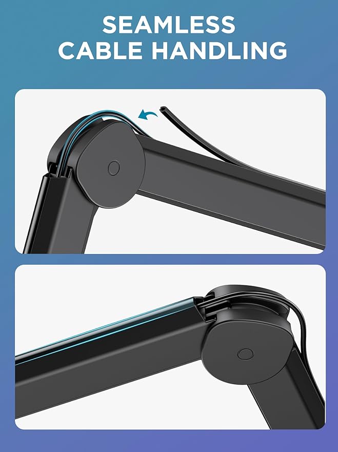 InnoGear Mic Boom Arm, Microphone Stand with Cable Management Channels Height Riser for Blue Yeti FIFINE AM8 K669B HyperX QuadCast S SoloCast AT2020 Shure SM7B MV7 and Other Mics