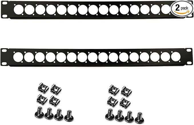 XLR HDMI Audio Rack Mount Panel, 1U Hinged D-Series Punched Metal HDMI Rack by Suprwin