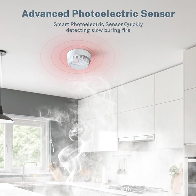 Smoke Detector 1 Pack,Fire Alarms Smoke Detectors with Photoelectric Technology with LED Lndicator and Test Button,Smoke Alarm for Home,Bedroom,Kitchen